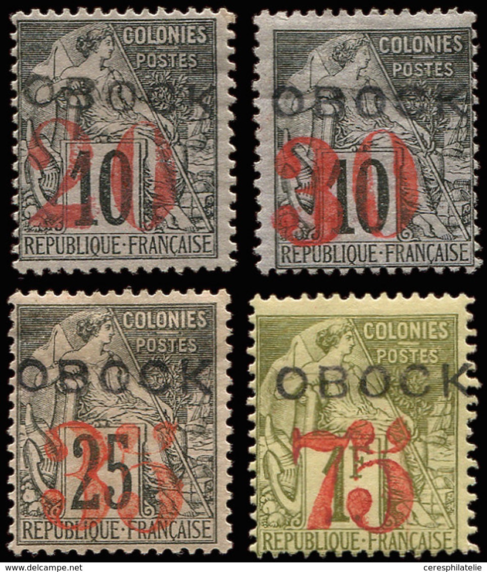 * OBOCK 27/30 : Type Commerce, Surcharge Rouge De 1892, N°28 Pli, Les Autres TB - Autres & Non Classés