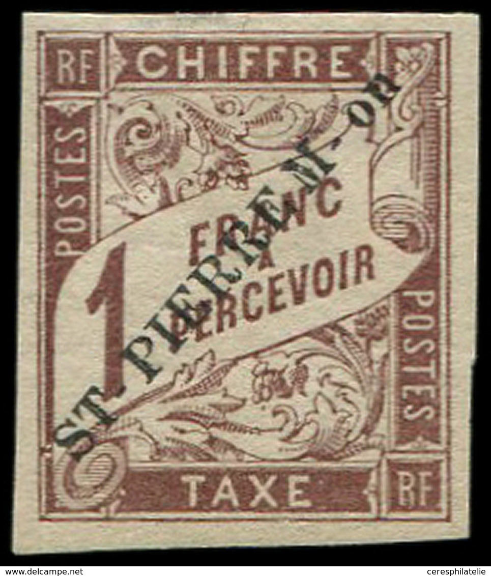 * SAINT PIERRE ET MIQUELON Taxe 8 : 1f. Marron, TB - Timbres-taxe