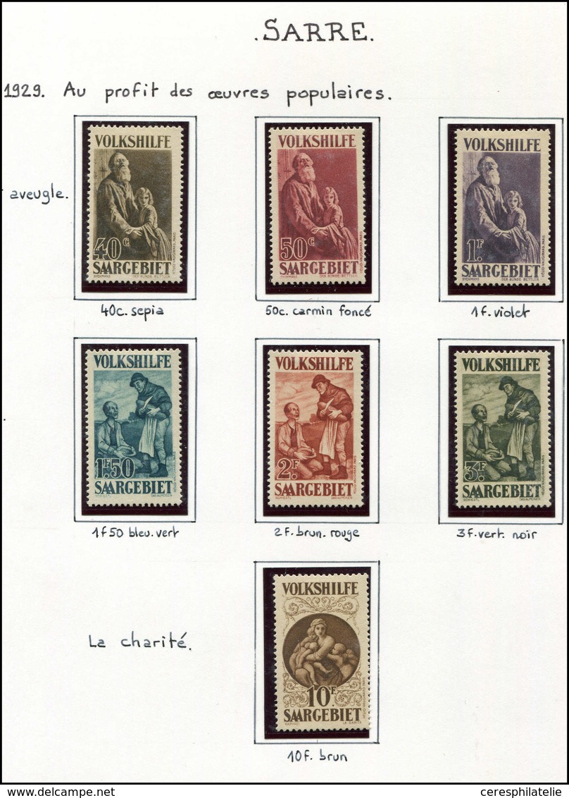 * SARRE 125/31 : Oeuvres Populaires De 1929, TB - Neufs