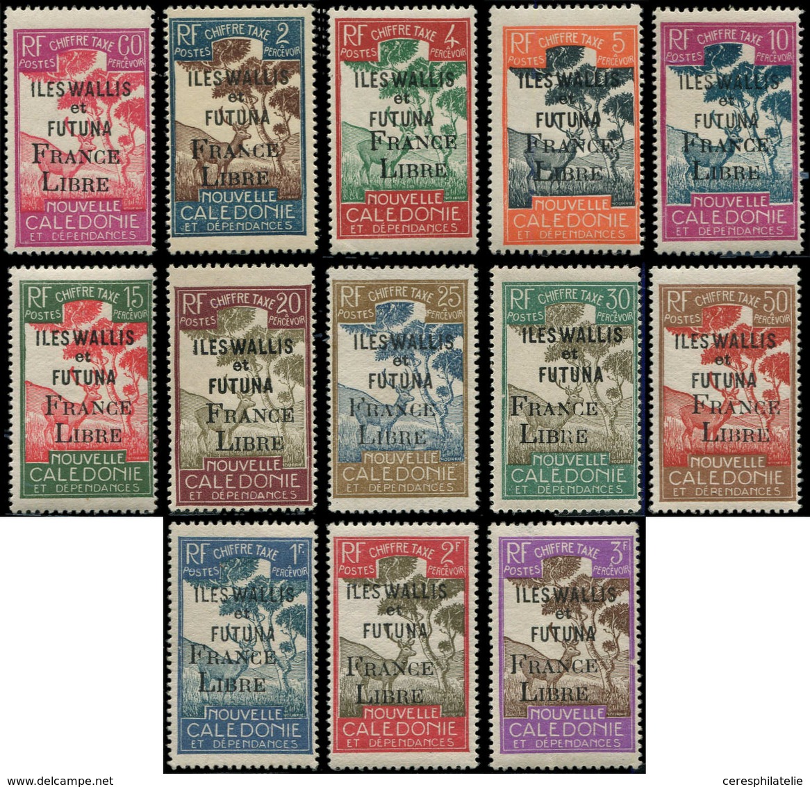 ** WALLIS ET FUTUNA Taxe 24/36 : La Série FRANCE LIBRE, TB - Timbres-taxe