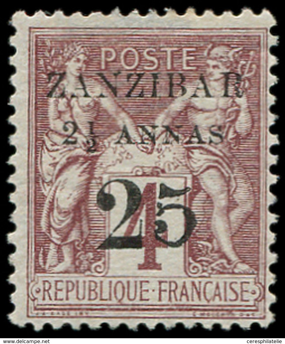 * ZANZIBAR 14b : 2 1/2a. Et 25 Sur 4c. Lilas-brun T III, TB, Certif. Behr - Lettres & Documents