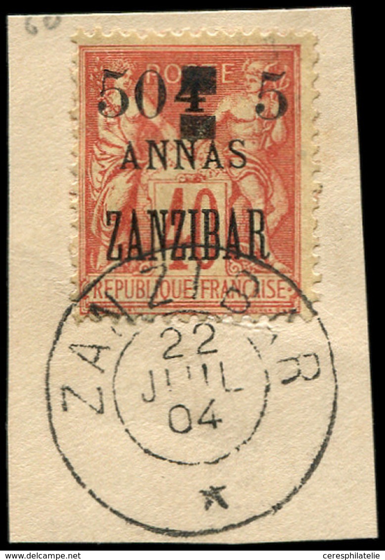 ZANZIBAR 60 : 50c. Et 5 Sur 4a. Sur 40c. Orange, Obl. S. Fragt, TB. S - Lettres & Documents