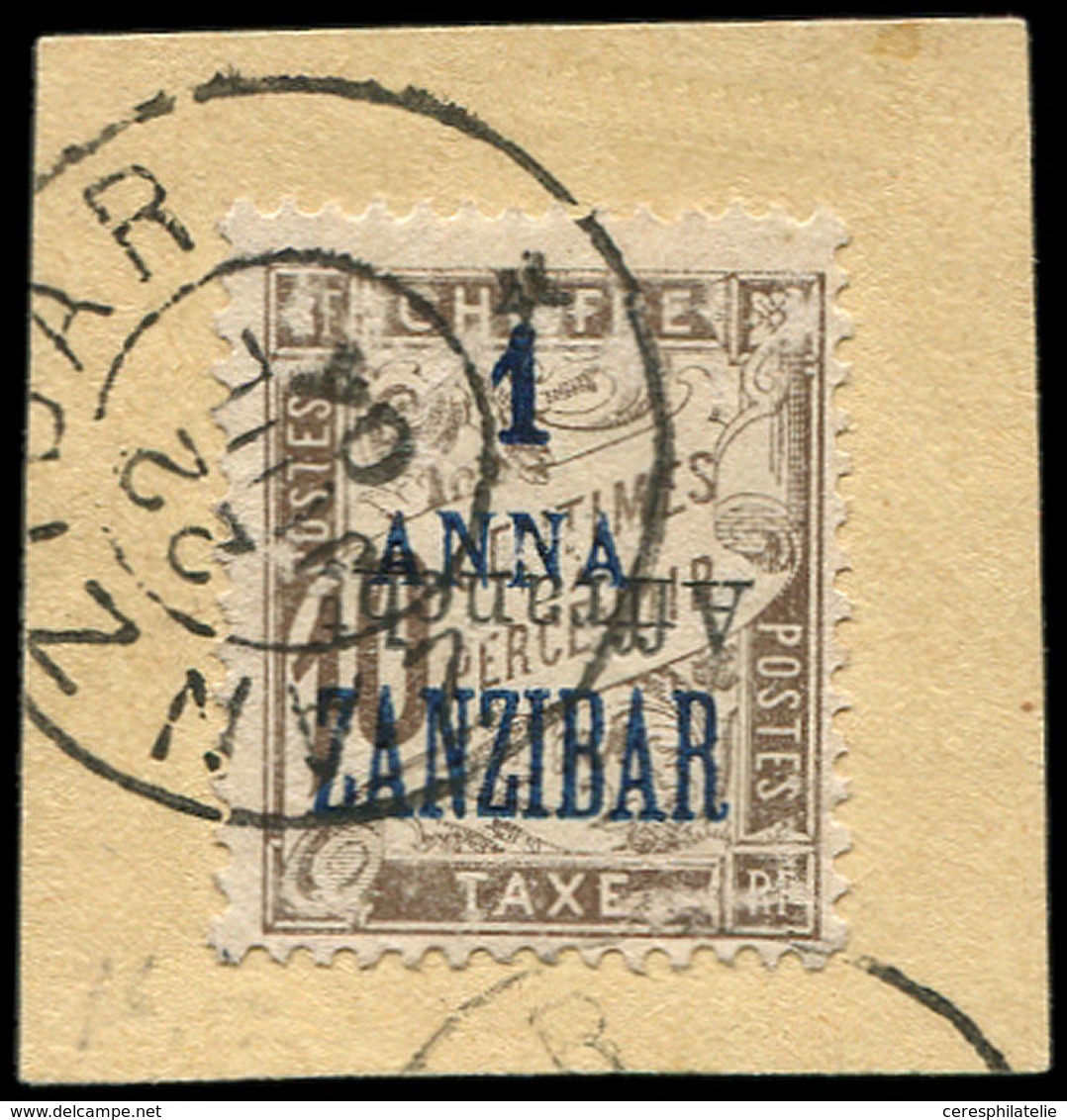 ZANZIBAR 69ab : 1a. Sur 10c. Brun, "Affrt" Au Milieu Du Timbre Et RENVERSE, Obl. S. Fragt, TB. S - Lettres & Documents