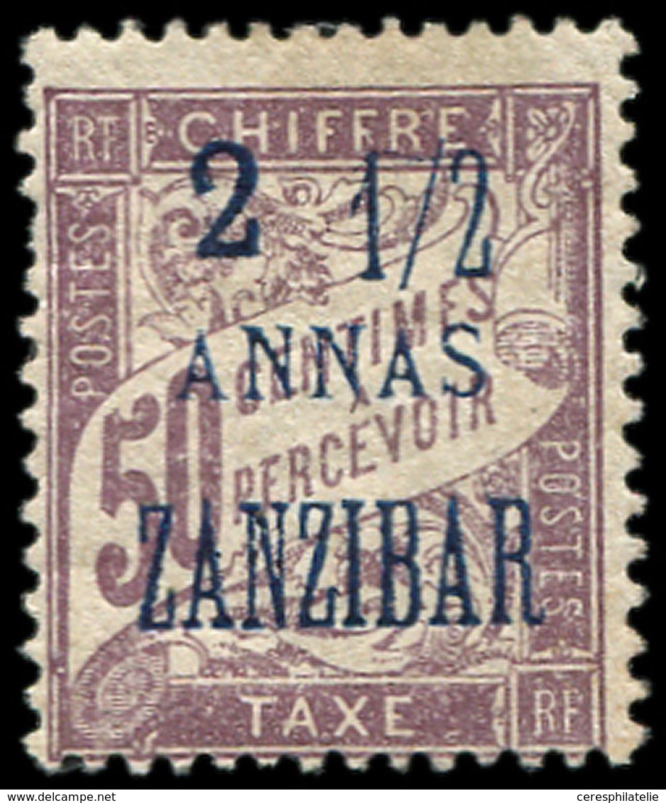 * ZANZIBAR Taxe 5a : 2 1/2a. Sur 50c. Lilas, ERREUR, TB. Br Et S - Autres & Non Classés