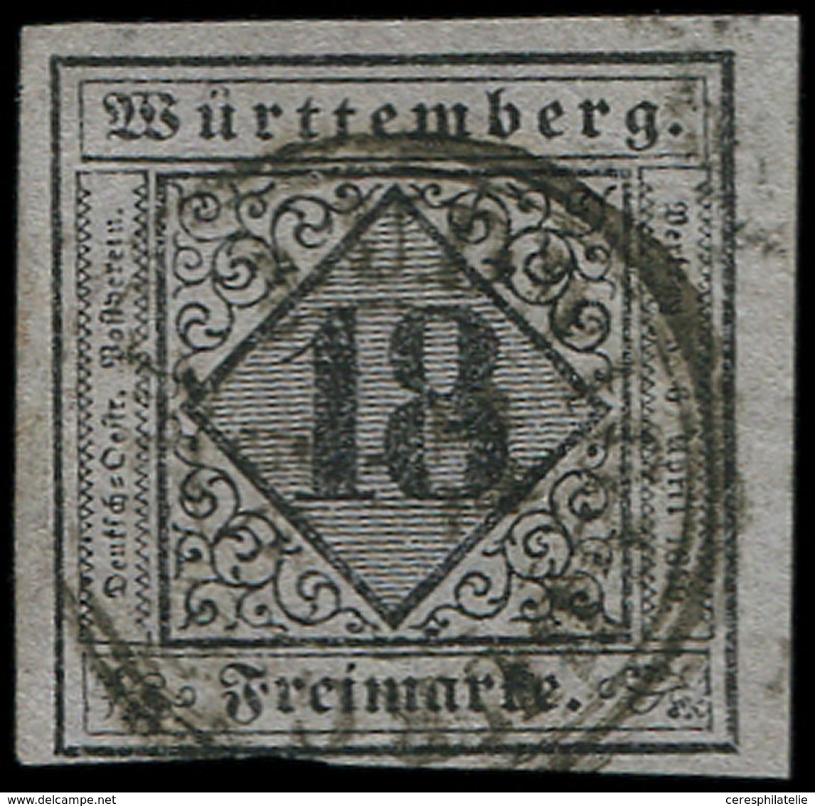 ALLEMAGNE (ANCIENS ETATS) WURTEMBERG 5 : 10k. Violet Gris Obl., Léger Défaut, Sinon TB - Other & Unclassified