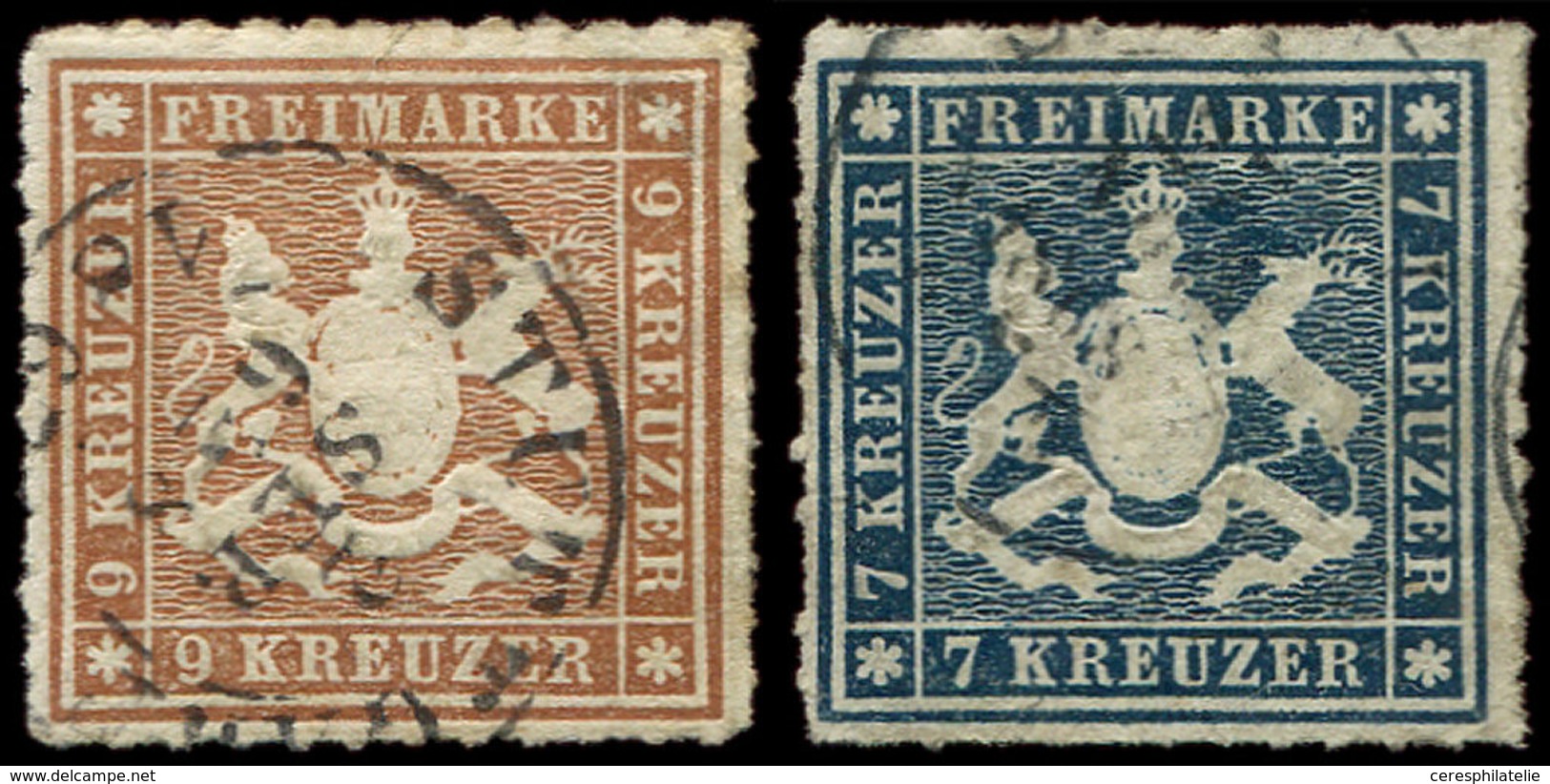 ALLEMAGNE (ANCIENS ETATS) WURTEMBERG 33 Et 34 : 7k. Et 9k. Obl., TB - Altri & Non Classificati