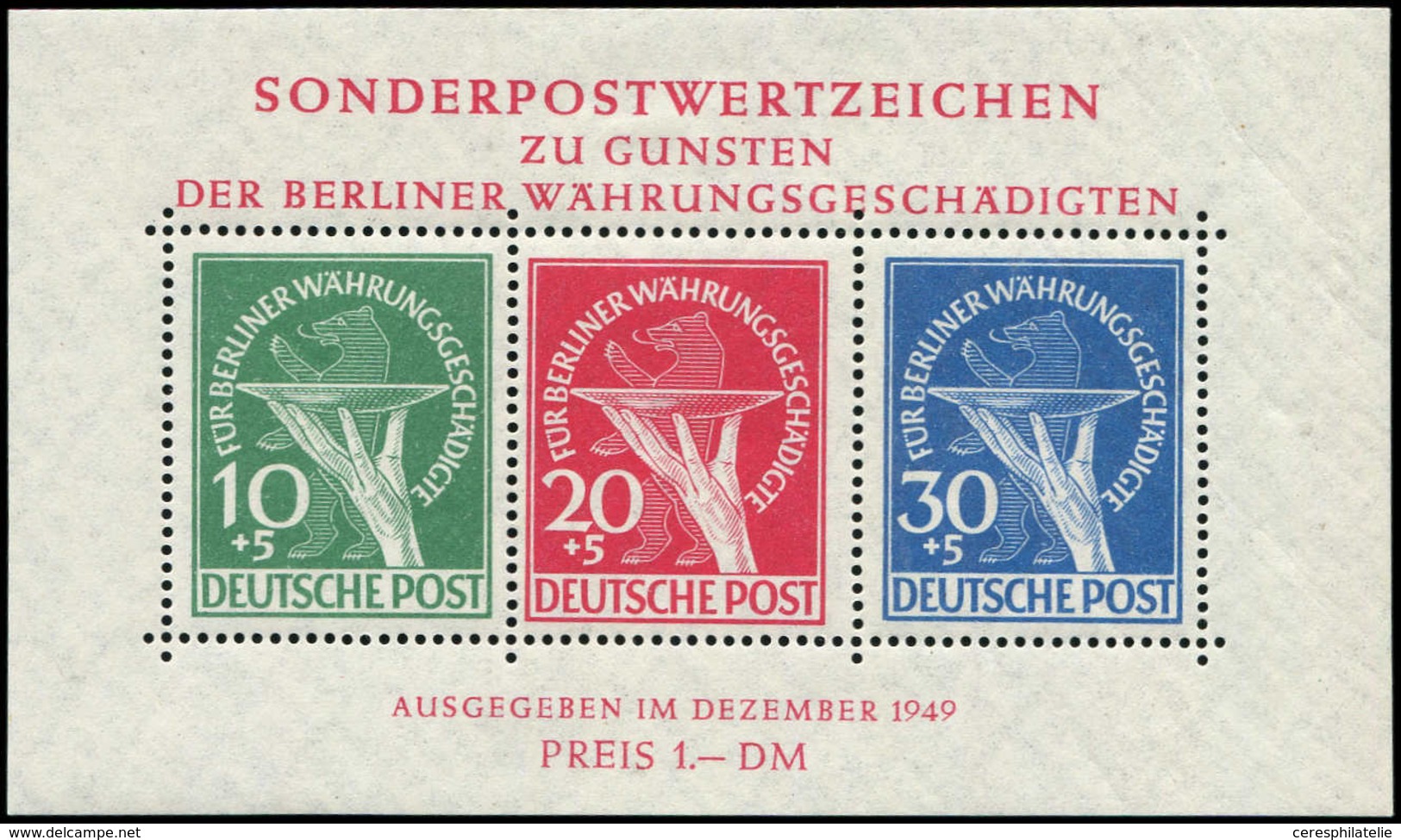 * BERLIN BF 1 : Réforme Monétaire, Ch. Hors Timbres, TB - Blocs