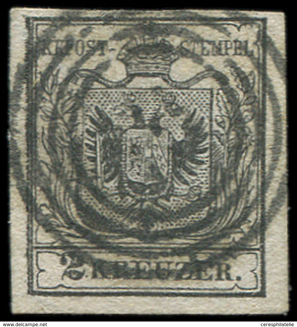 AUTRICHE 2 : 2K. Noir, Obl. Cercles Concentriques (Lombardo-Venetie), Rare Et TB - Autres & Non Classés