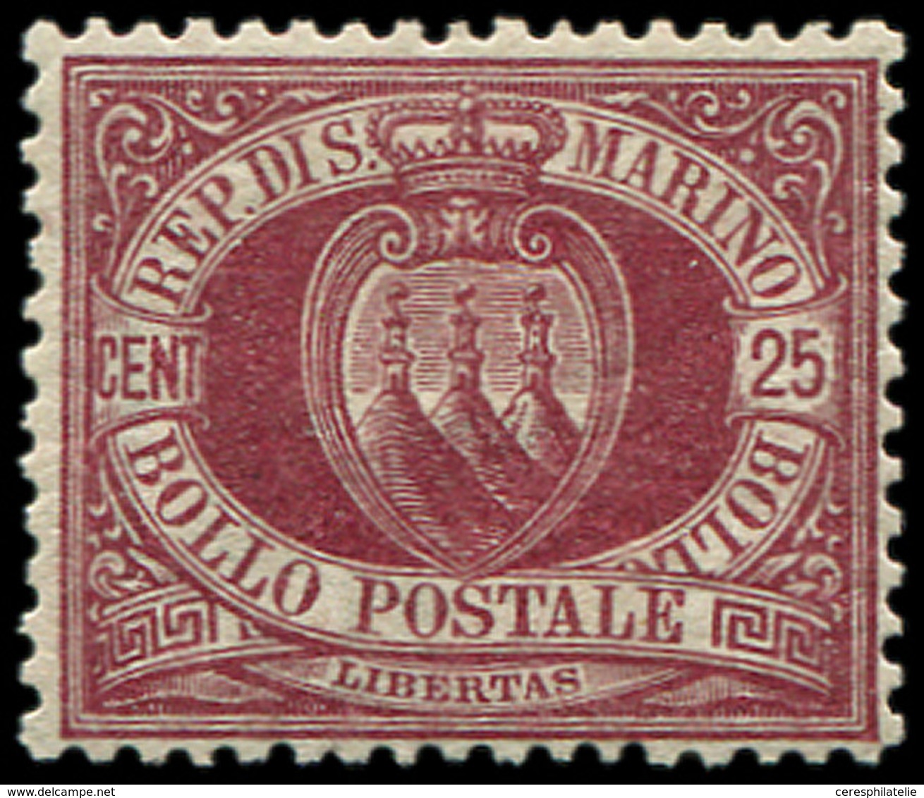 * SAINT MARIN 5 : 25c. Brun-carminé, TB - Unused Stamps