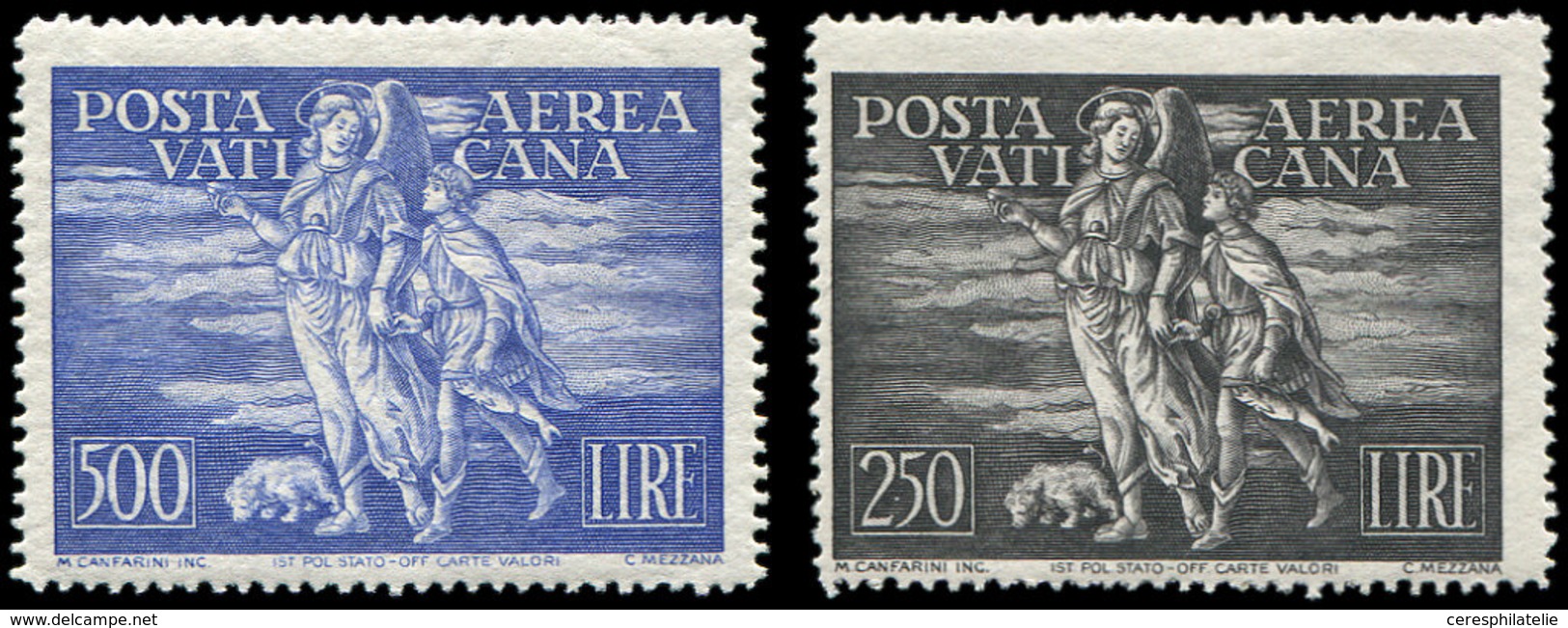 * VATICAN PA 16/17 : 250l. Gris Noir Et 500l. Outremer, TB - Poste Aérienne