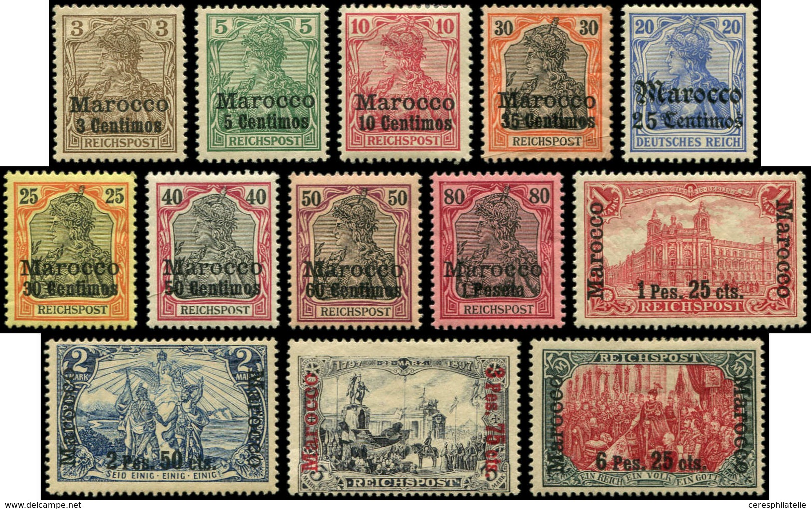 * MAROC Bureaux Allemands 7/19 : Timbres D'Allemagne, La Série, TB - Maroc (bureaux)