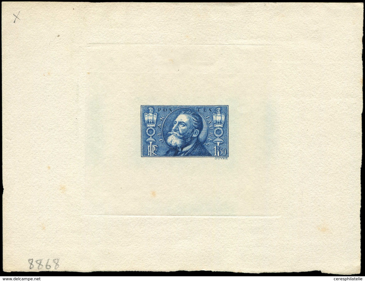 France N°319 Jean Jaurès, épreuve D'artiste En Bleu, TB - Gallinacées & Faisans