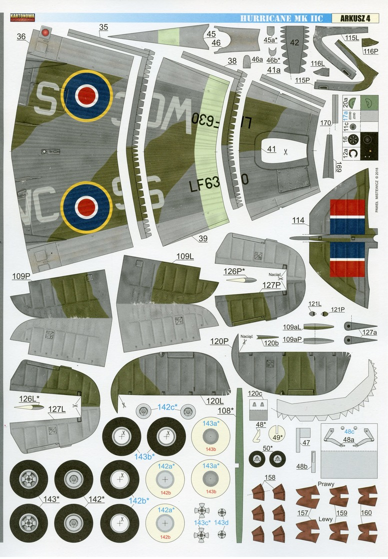 British WWII Fighter Hawker Hurricane Mk IIC # Card Model Scale 1/33 # KARTONOWA KOLEKCJA No KK-31 - Paper Models / Lasercut