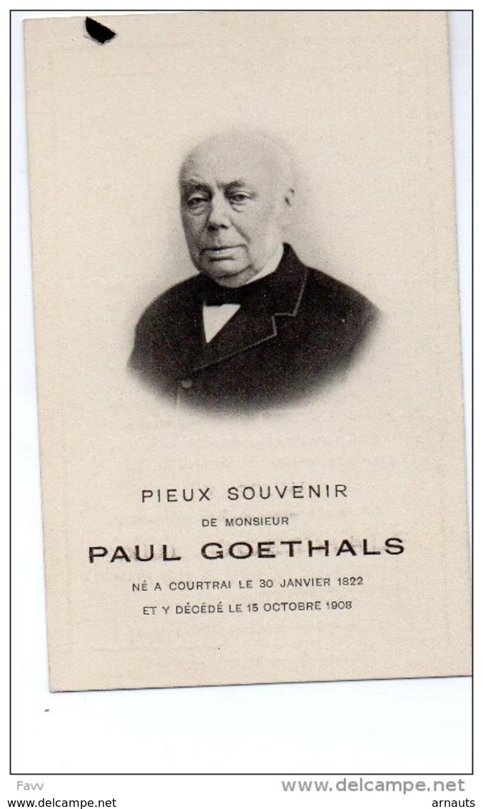 Paul Goethals ° Kortrijk Courtrai 1822 + 15/10/1908 Photo - Obituary Notices