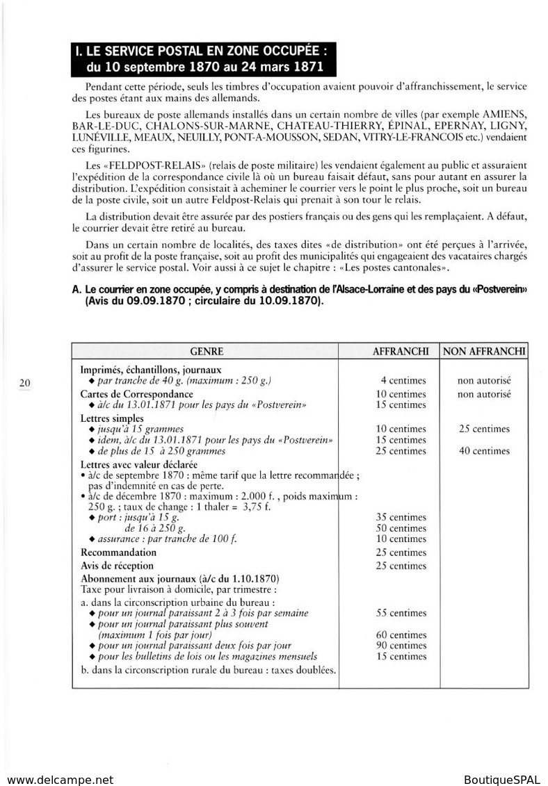 Occupation De La France Et Annexion De L'Alsace-Lorraine Par L'Allemagne - 1870 - 1872, JP Bournique, SPAL - - Filatelia E Historia De Correos