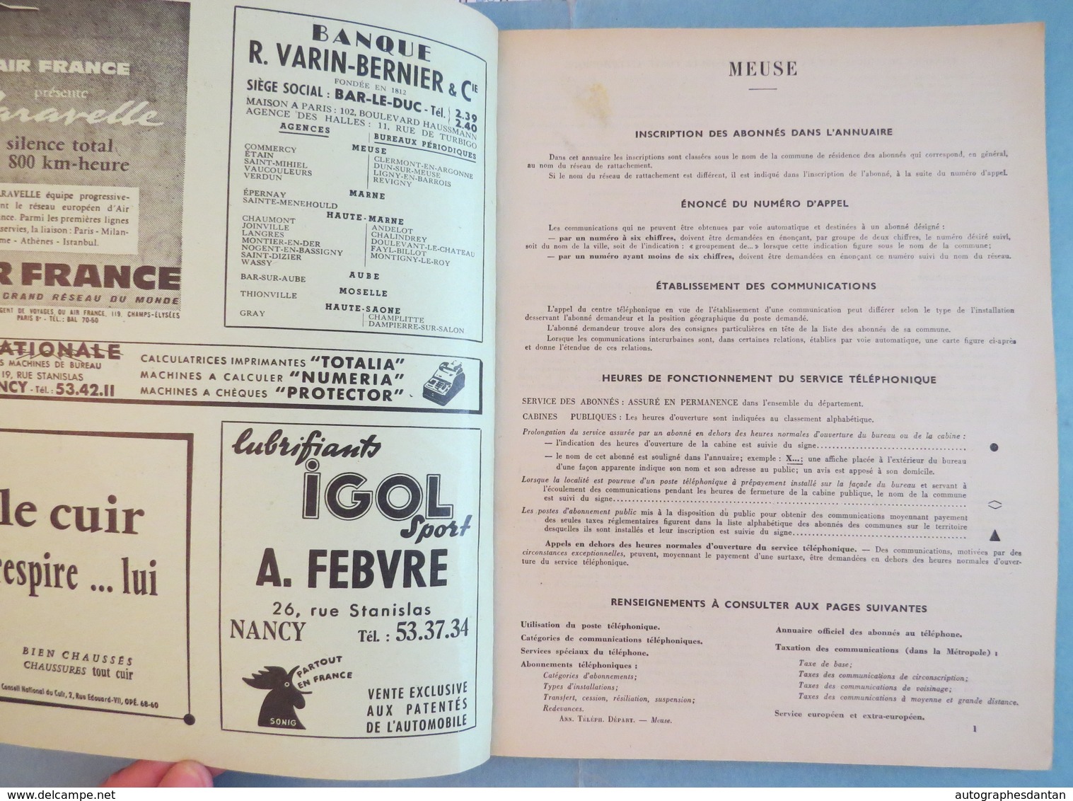 MEUSE 1959 - Annuaire Officiel Des Abonnés Au Téléphone - Nombreuses Publicités - 76p - Verdun Bar Le Duc Etc (55) - Annuaires Téléphoniques