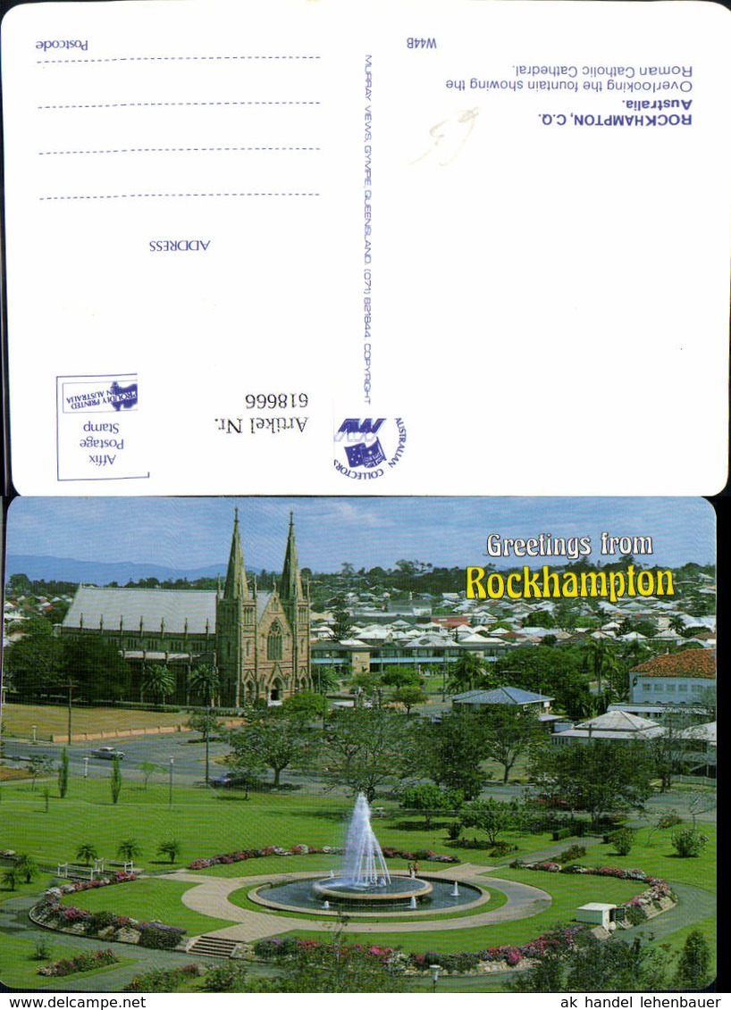 618666,Rockhampton Overlooking The Fountain Showing The Roman Catholic Cathedral Aust - Autres & Non Classés