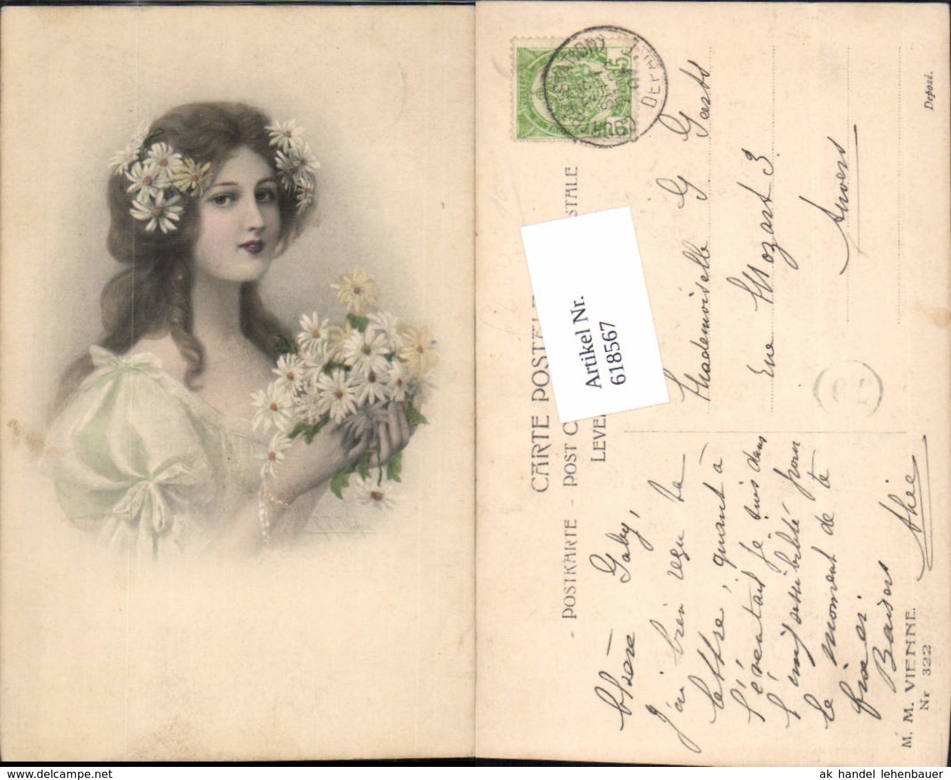 618567,K&uuml;nstler AK R.R. V. Wichera Frau Blumen G&auml;nsebl&uuml;mchen Pub Munk Vienne 322 - Sonstige & Ohne Zuordnung