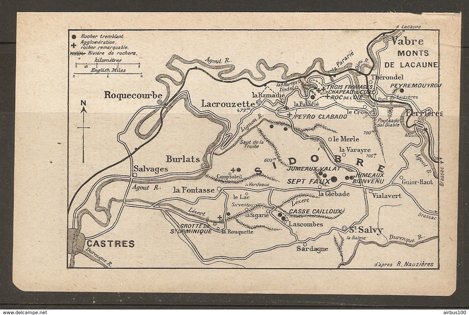 CARTE PLAN 1921 - ROCHERS TREMBLANTS - SIDOBRE LACROUZETTE ROQUECOURBE St SALVY BURLATS CASSE CAILLOUX JUMEAUX VALAT - Topographical Maps