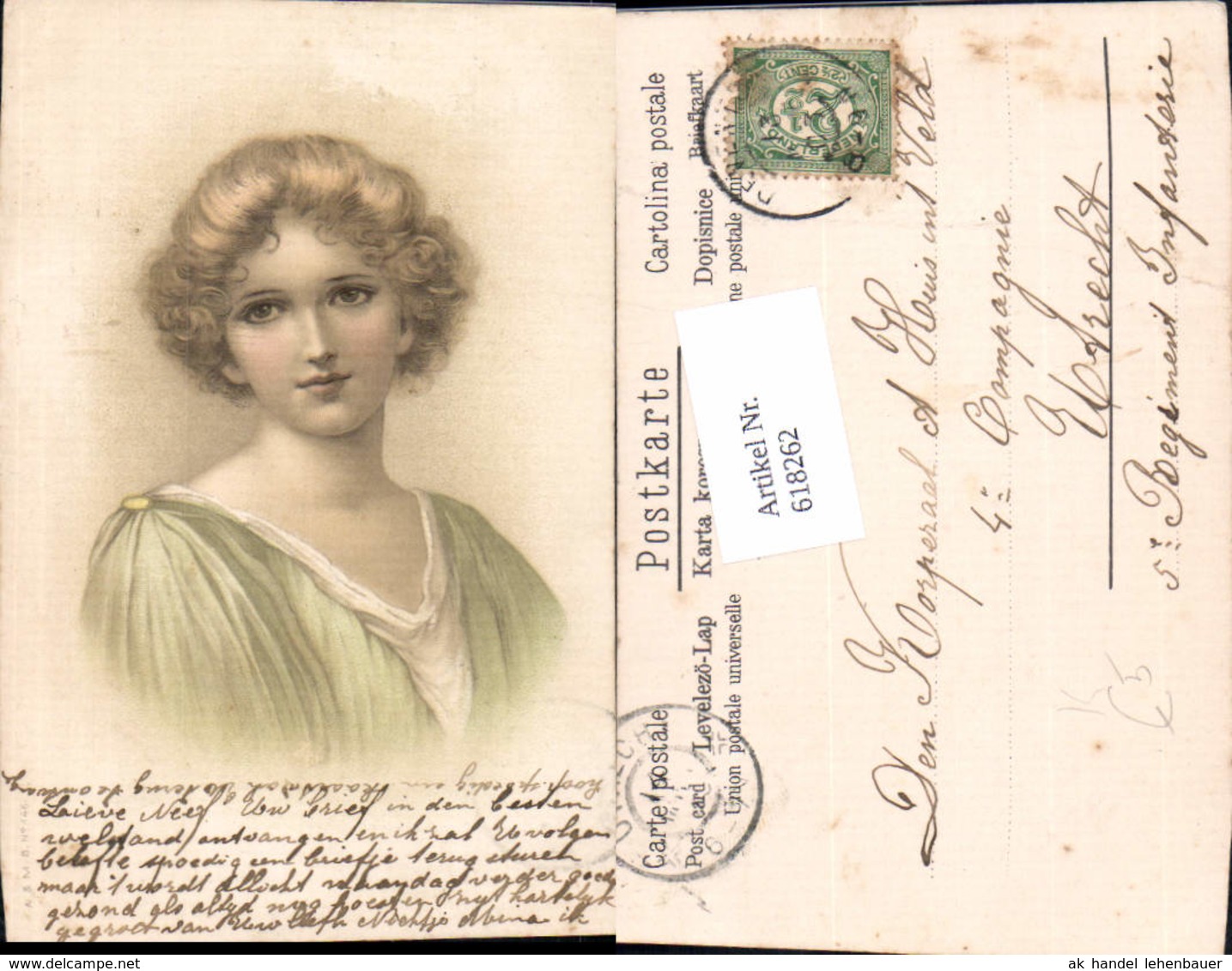 618262,tolle K&uuml;nstler AK Frau Portrait Jugendstil - Sonstige & Ohne Zuordnung