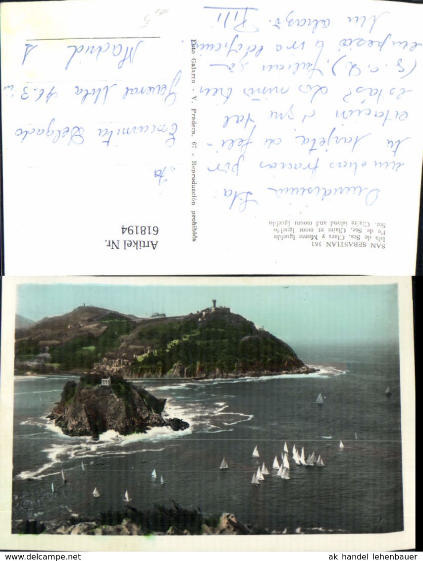 618194,San Sebastian Isla De Sta Clara Y Monte Igueldo Segelboote Spain - Sonstige & Ohne Zuordnung