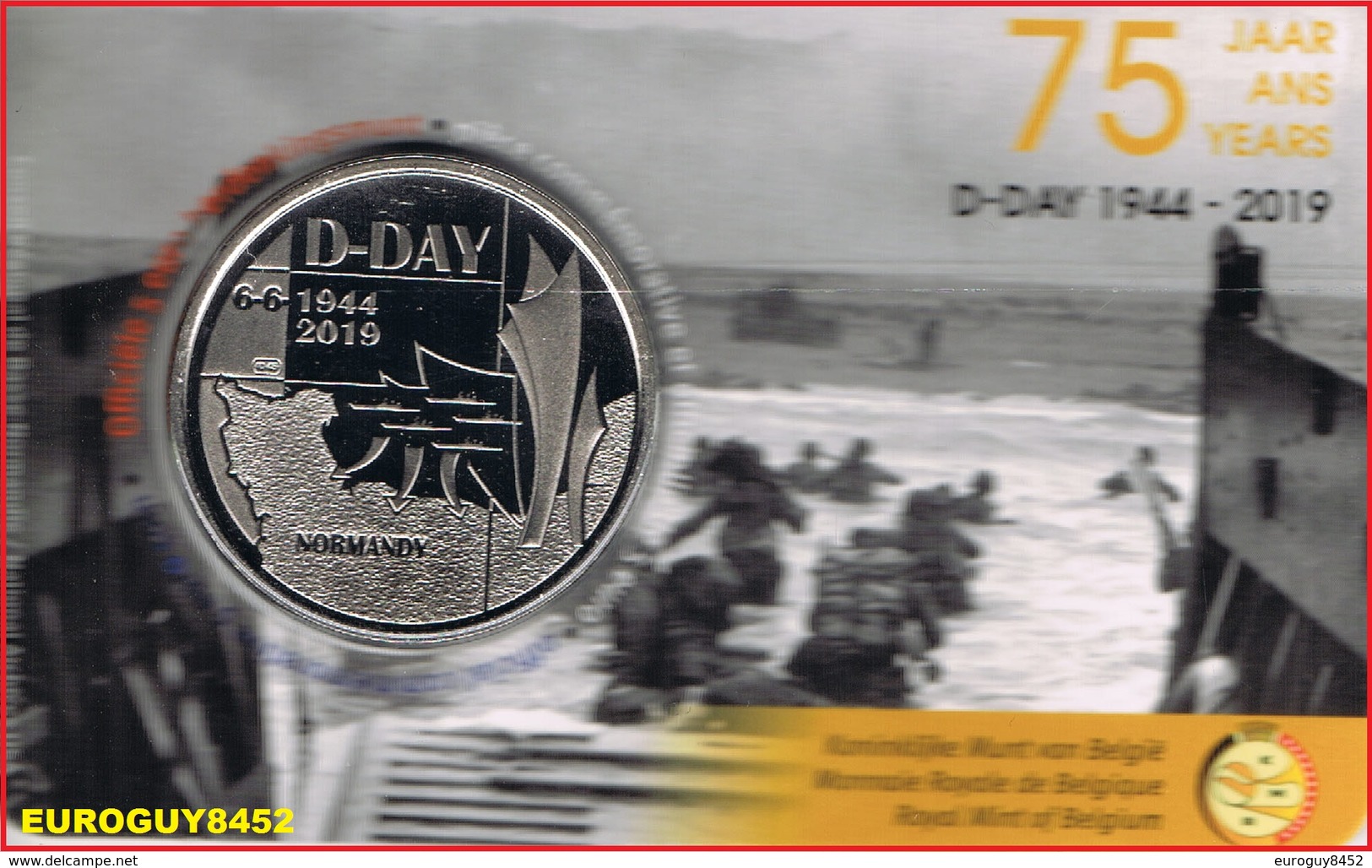 BELGIE - COINCARD 5 € 2019 BU - 75e VERJAARDAG D-DAY - Belgio