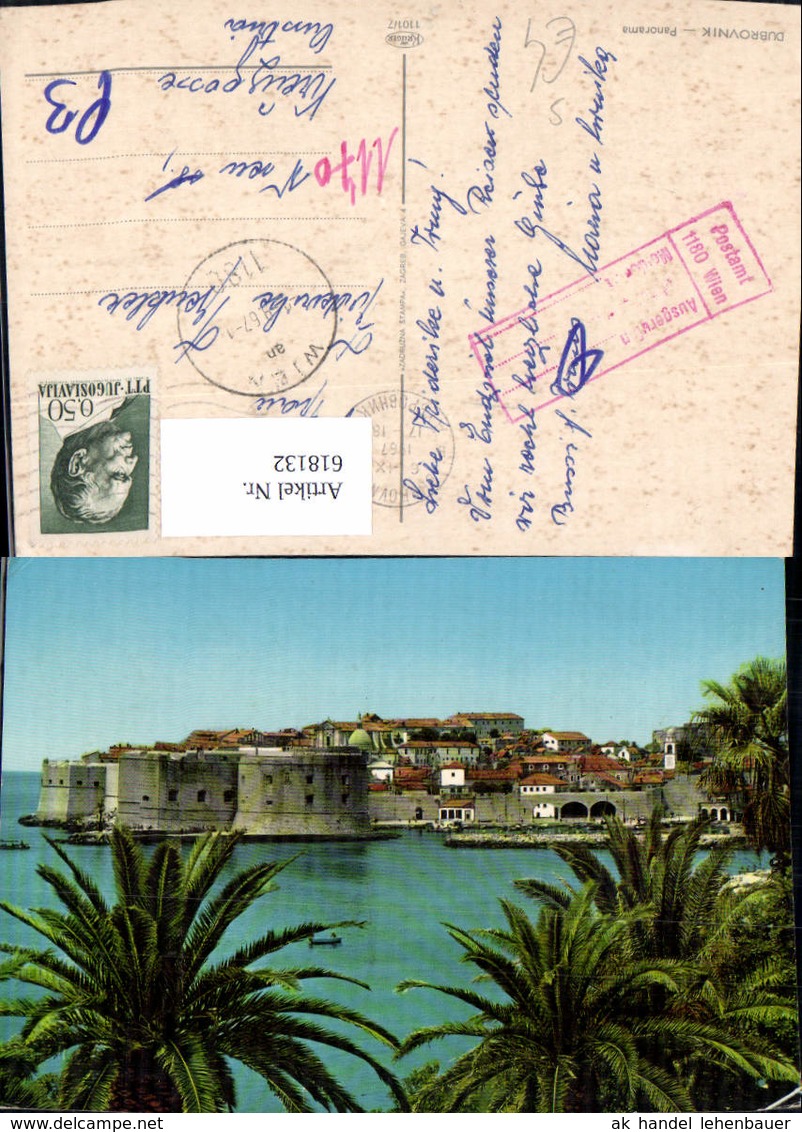 618132,Dubrovnik Panorama Croatia Stempel Postamt 1180 Wien Ausgerufen - Kroatien