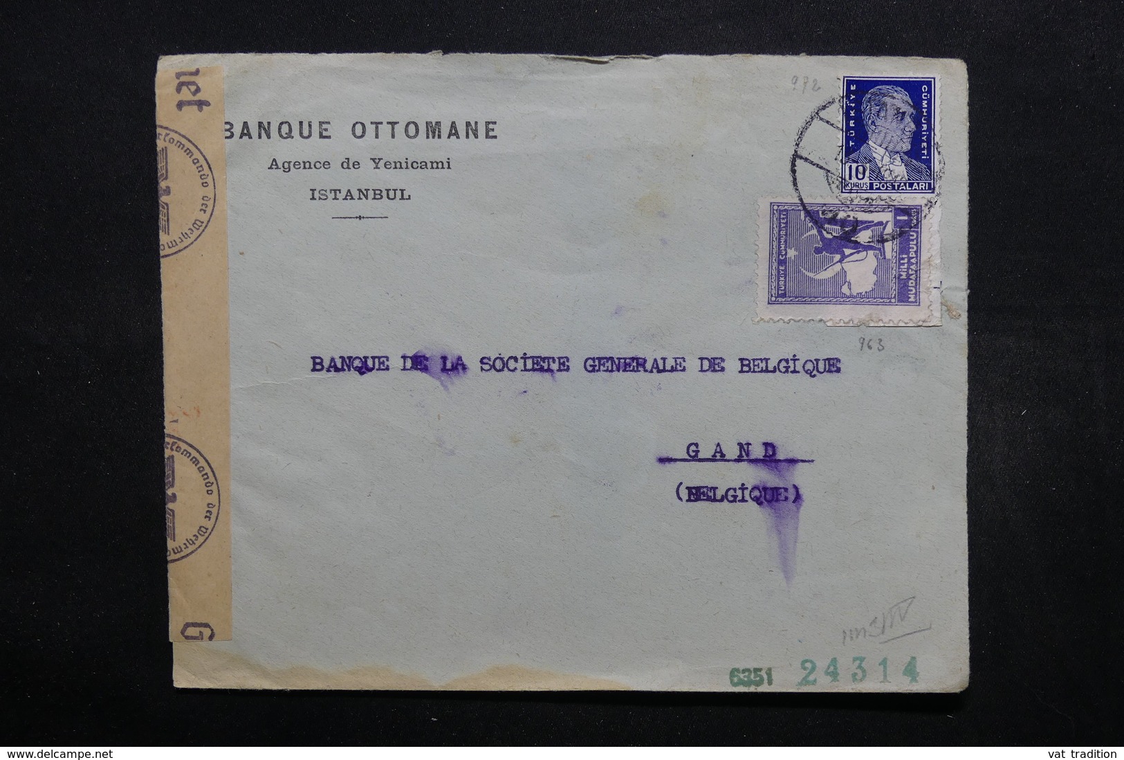 TURQUIE - Enveloppe Commerciale De Istanbul Pour La Belgique , Contrôle Postal - L 32426 - Covers & Documents