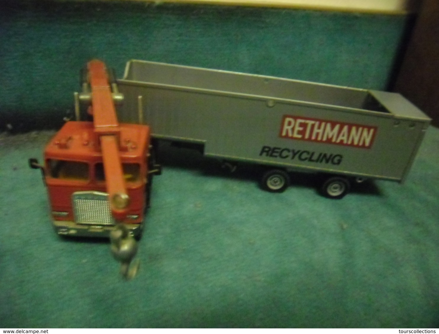 SIKU - CAMION Benne Grue Tout Métal Et Sa Remorque Rethmann Recycling Avec Bras Vérin Et Crochet  Au 1/55 ° - Siku