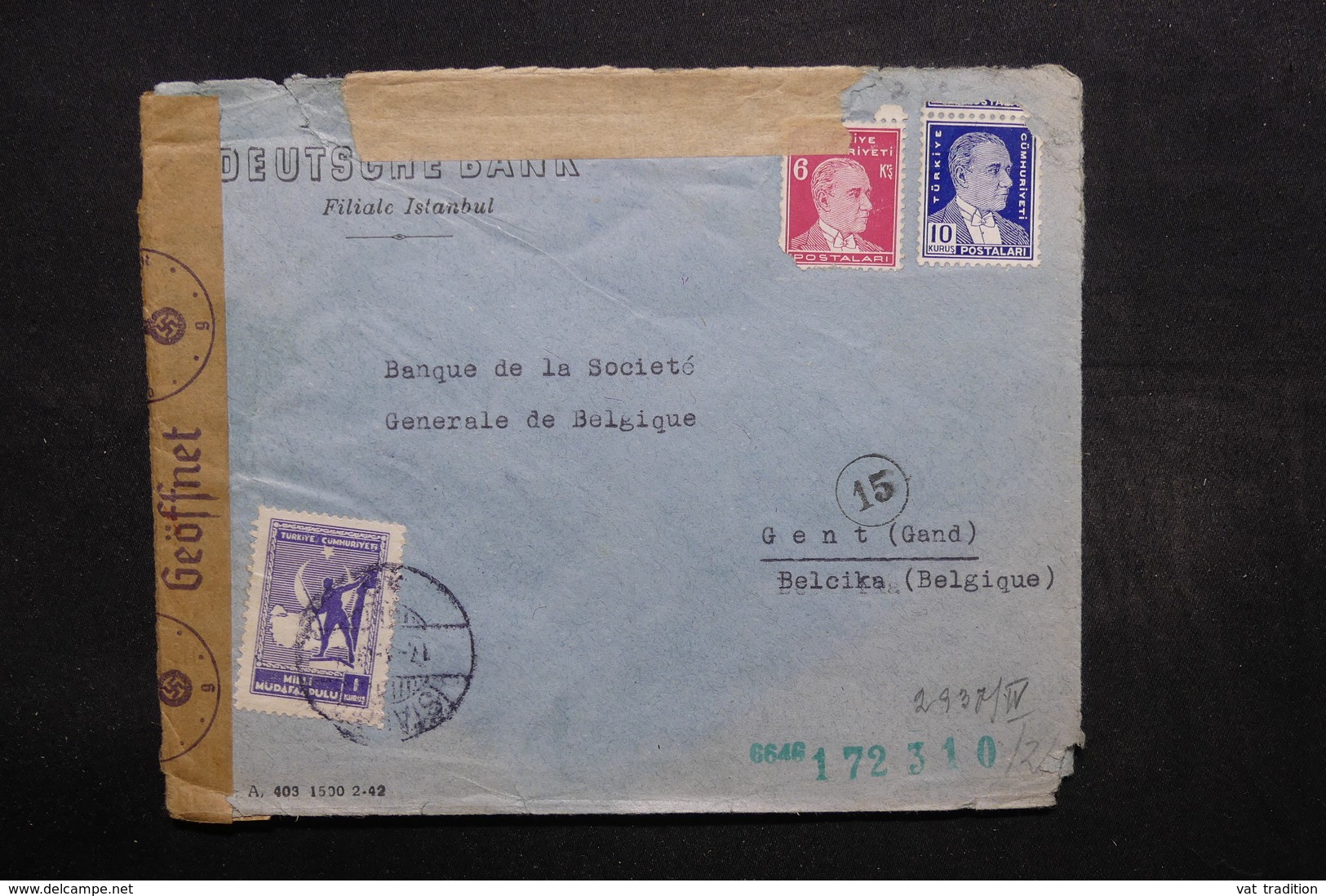 TURQUIE - Enveloppe Commerciale De Istanbul Pour La Belgique , Contrôle Postal - L 32432 - Briefe U. Dokumente