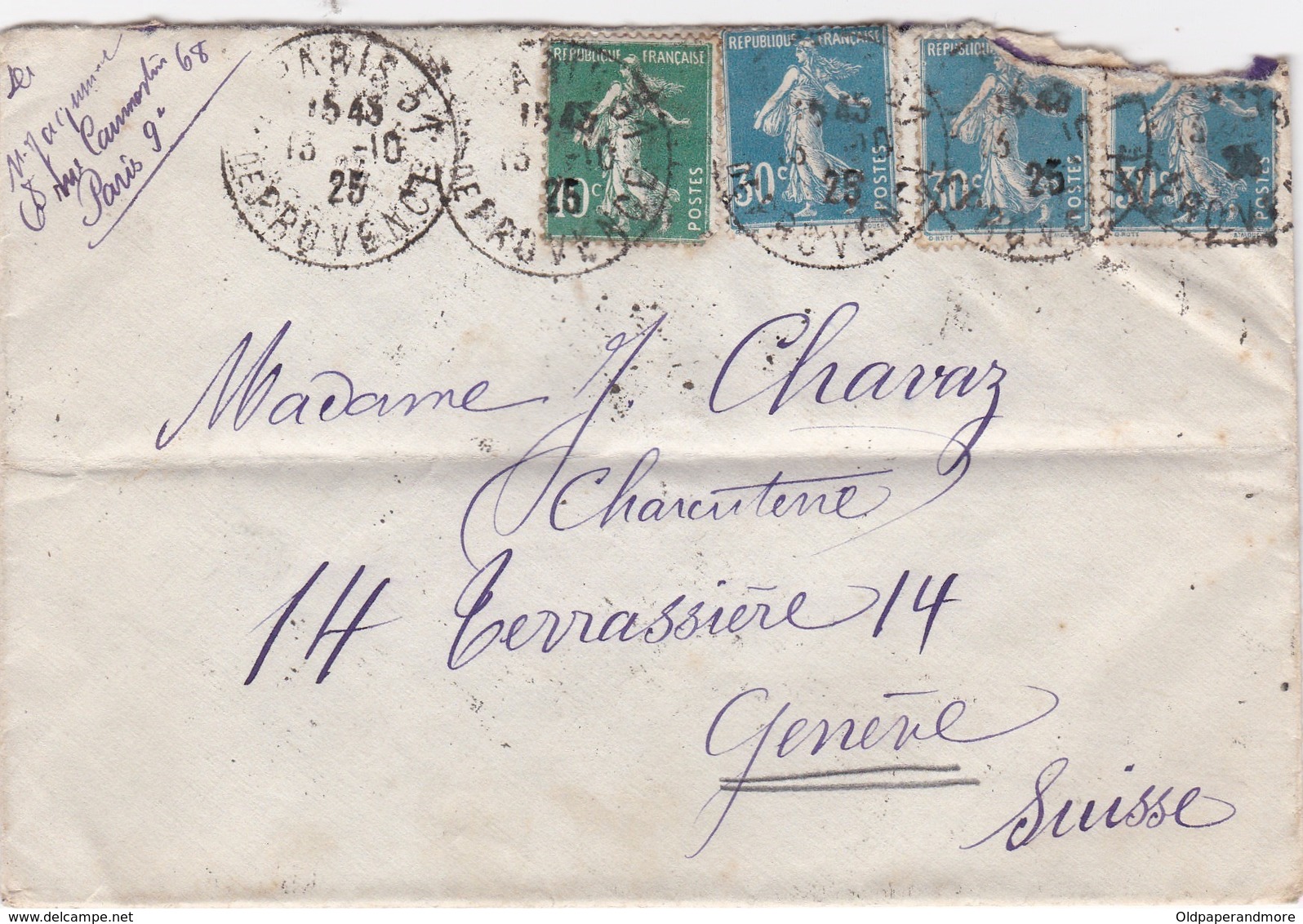 FRANCE - PARIS   - CIRCULATED COVER  TO  GENEVE - SUISSE -  SWITZERLAND - Other & Unclassified