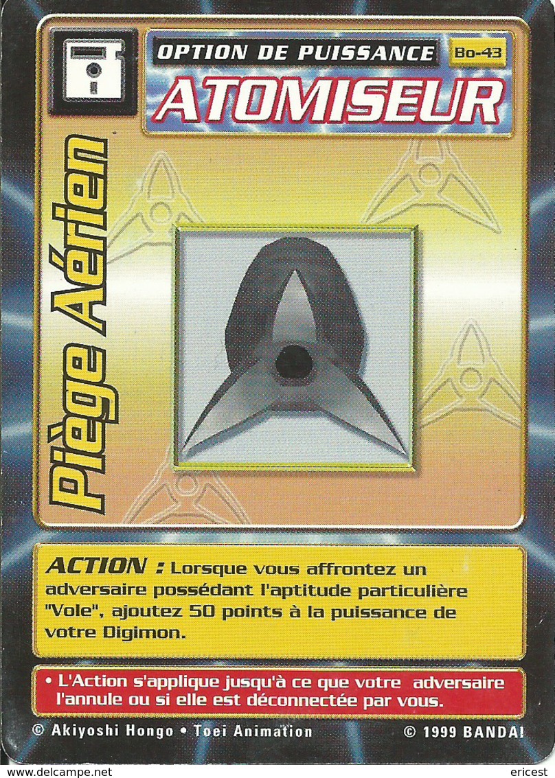 B - CARTE DIGIMON ATOMISEUR PIEGE AERIEN BO-43 FR BON ETAT - Autres & Non Classés