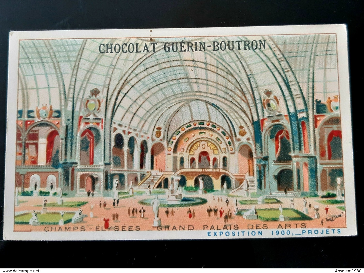 GUERIN BOUTRON CHOCOLAT CHAMPS ELYSEES GRAND PALAIS DES ARTS EXPOSITION 1900 PARIS CHROMO TRADE CARD VUES MONUMENTS - Guérin-Boutron