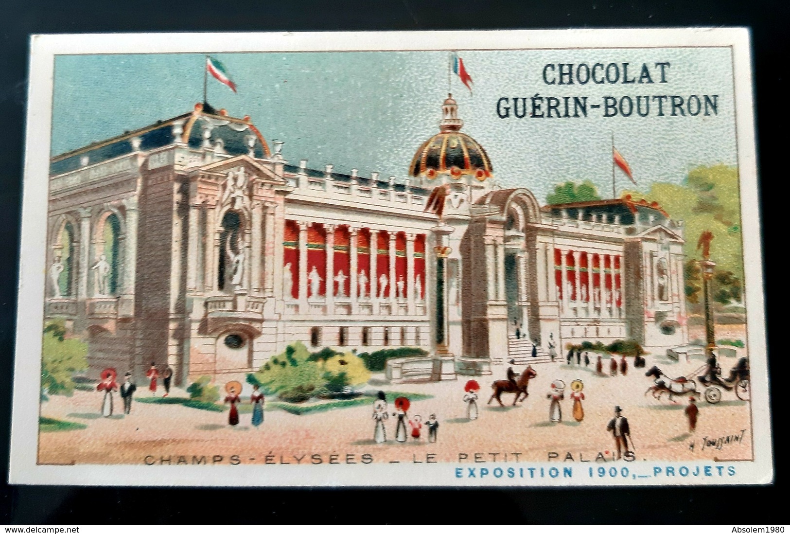 GUERIN BOUTRON CHOCOLAT CHAMPS ELYSEES PETIT PALAIS EXPOSITION 1900 PARIS CHROMO TRADE CARD VUES MONUMENTS - Guerin Boutron