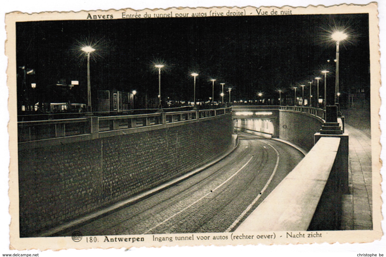 Antwerpen, Anvers, Ingang Tunnel Voor Auto's; Rechter Oever, Nacht Zicht (pk59662) - Antwerpen