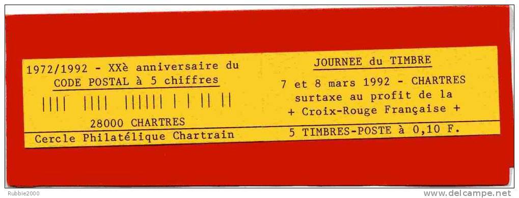 CARNET MARIANNE DU BICENTENAIRE 1992 JOURNEE DU TIMBRE CHARTRES ANNIVERSAIRE DU CODE POSTAL SURTAXE CROIX ROUGE FRANCAIS - Booklets