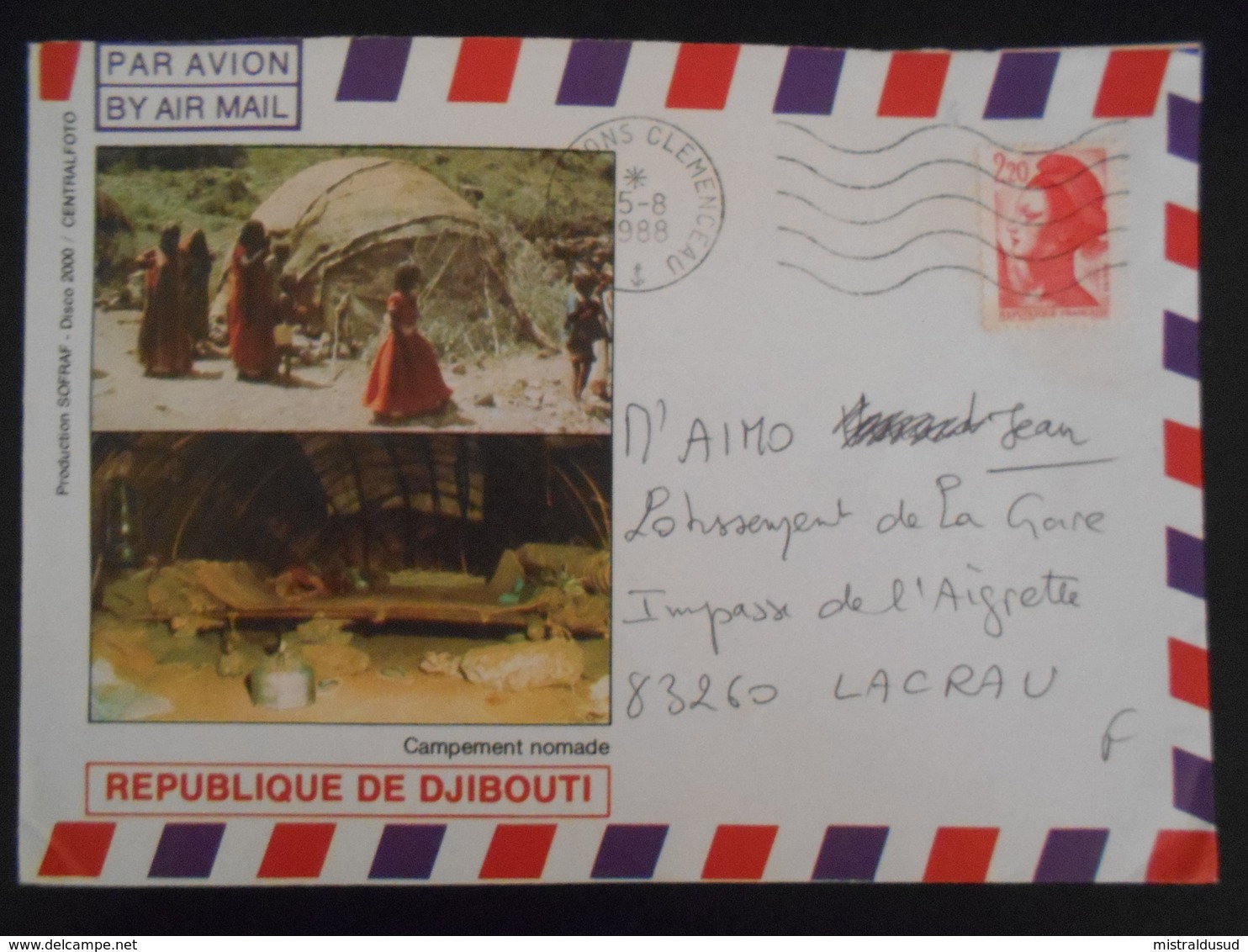 France Poste Navale Lettre Porte Avion Clemenceau 1988 Pour La Crau - Poste Navale