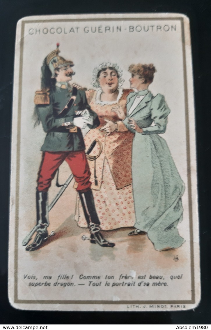 GUERIN BOUTRON CHOCOLAT DRAGON INFANTERIE MILITAIRE EDITEUR MINOT CHROMO TRADE CARD MILITARIA UNIFORMES MILITARY - Guérin-Boutron