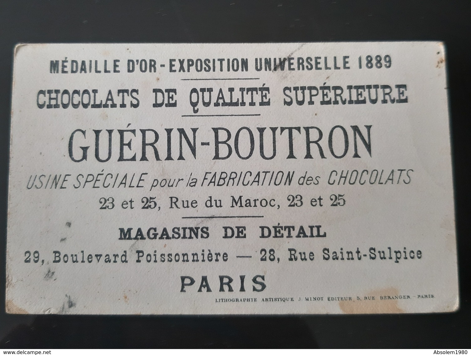 GUERIN BOUTRON CHOCOLAT DRAGON INFANTERIE MILITAIRE EDITEUR MINOT CHROMO TRADE CARD MILITARIA UNIFORMES MILITARY - Guérin-Boutron