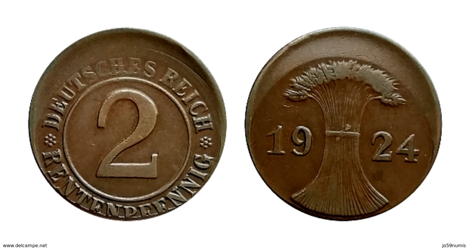 2 RENTENPFENNIG 1924 République Weimar FAUTE - 2 Rentenpfennig & 2 Reichspfennig