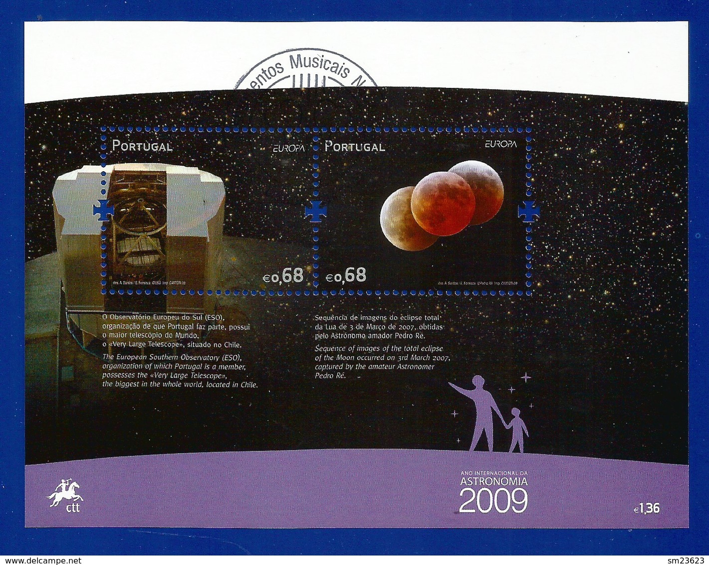 Portugal   2009  Mi.Nr. Block 281 (3407/3408) , EUROPA CEPT - Astronomie - Gestempelt / Fine Used / (o) - 2009