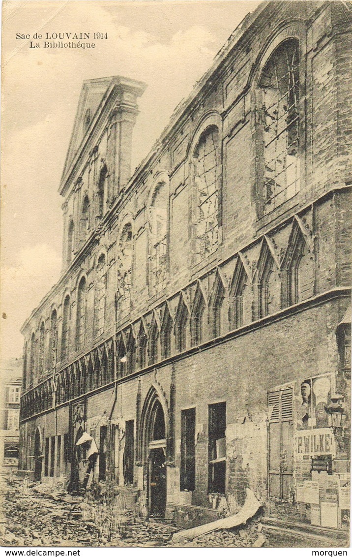 33142. Postal LOUVAIN (Leuven) Belgien. SAC De Louvain 1914. La Bibliotheque - Leuven