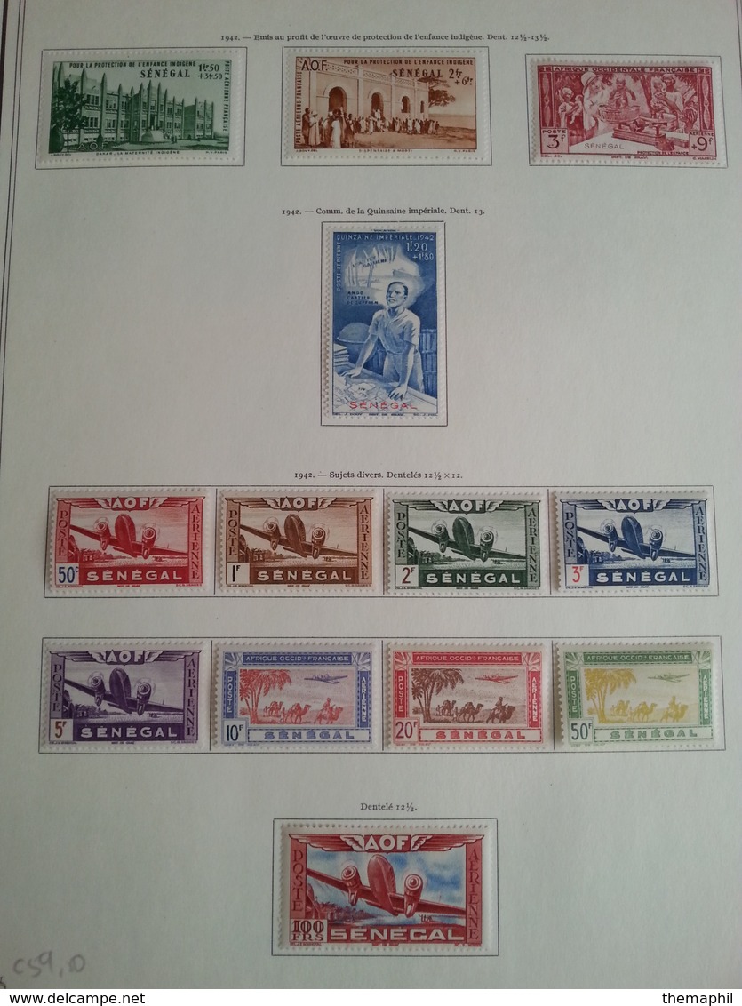 lot n° 613 SENEGAL sur page d'albums neufs * des timbres collés au debut . ,bureaux  fermé du 4 juill au 19 aout