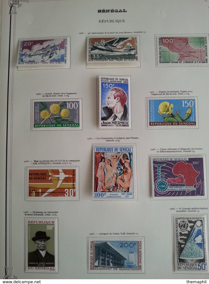 lot n° 613 SENEGAL sur page d'albums neufs * des timbres collés au debut . ,bureaux  fermé du 4 juill au 19 aout