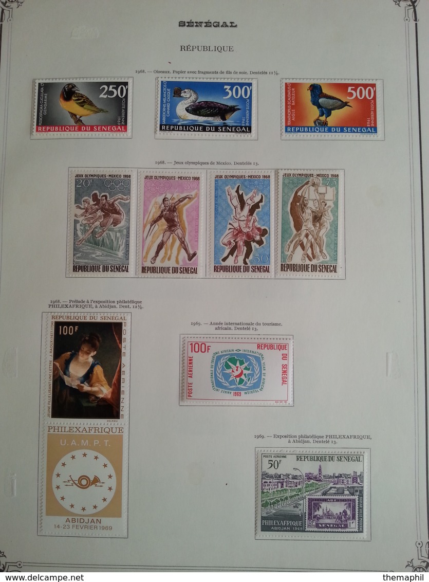 lot n° 613 SENEGAL sur page d'albums neufs * des timbres collés au debut . ,bureaux  fermé du 4 juill au 19 aout