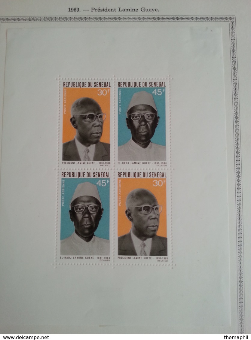 lot n° 613 SENEGAL sur page d'albums neufs * des timbres collés au debut . ,bureaux  fermé du 4 juill au 19 aout