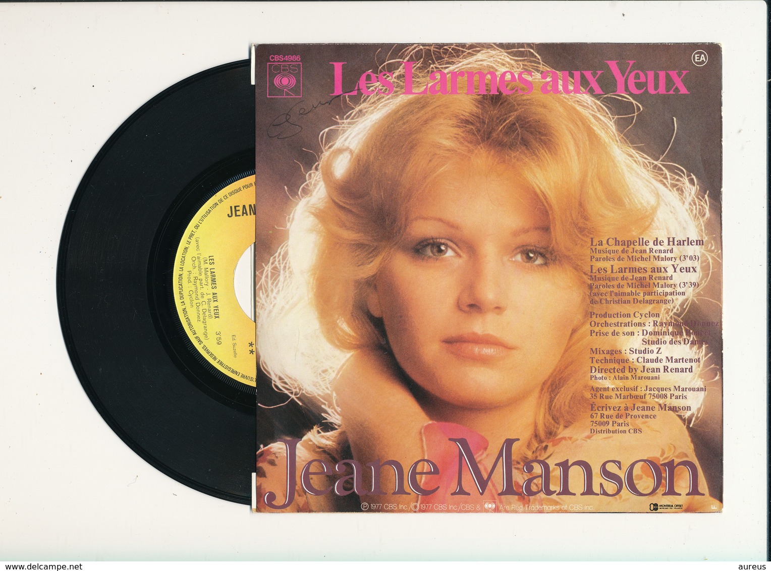 JEANE MANSON  " LA CHAPELLE DE HARLEM " Disque CBS 1977  TRES BON ETAT - Rock