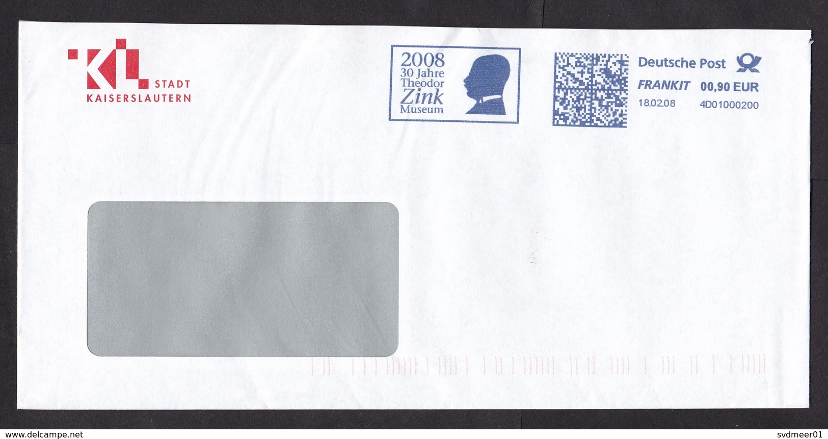 Germany: Cover, 2008, Meter Cancel, Theodor Zink Museum Kaiserslautern, History (traces Of Use) - Brieven En Documenten