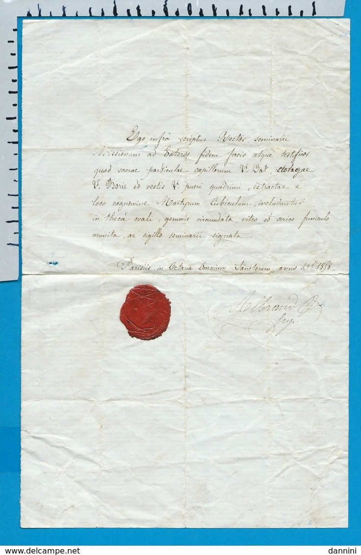 Letter   V. Borie   Albrand B.    Paris    1838 - Documents Historiques