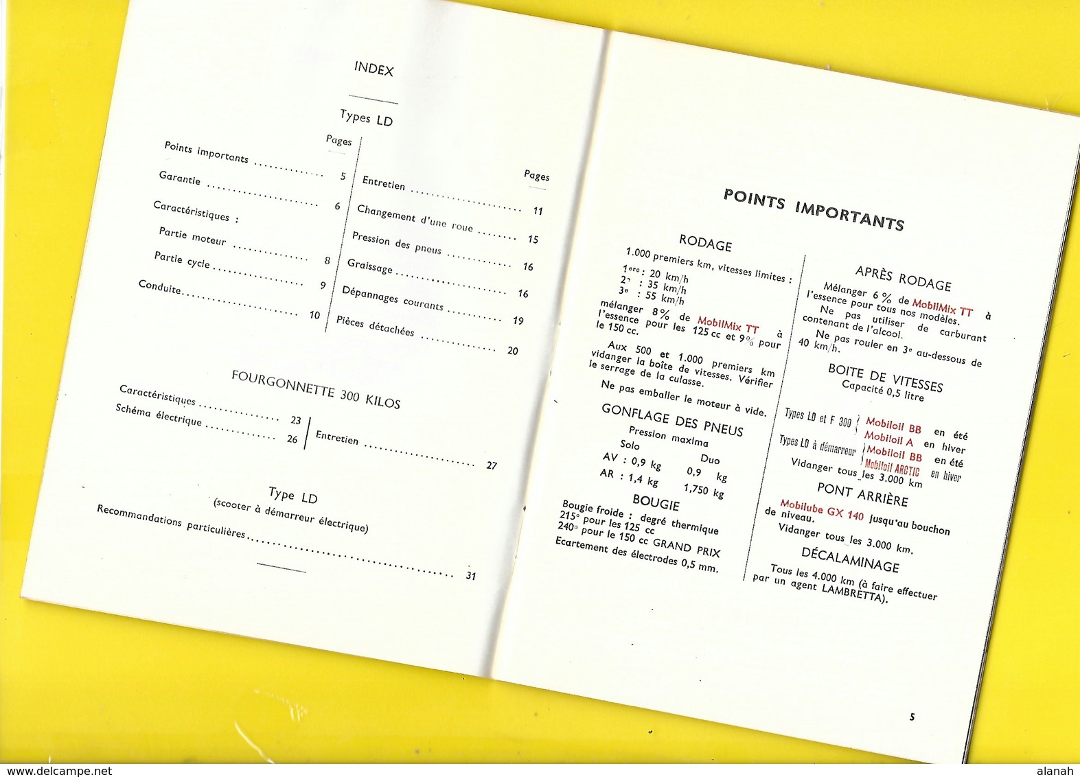 Notice D'Entretien Scooter "LAMBRETTA" Types L.D. Et F.300 32 Pages + Couverture - Motos